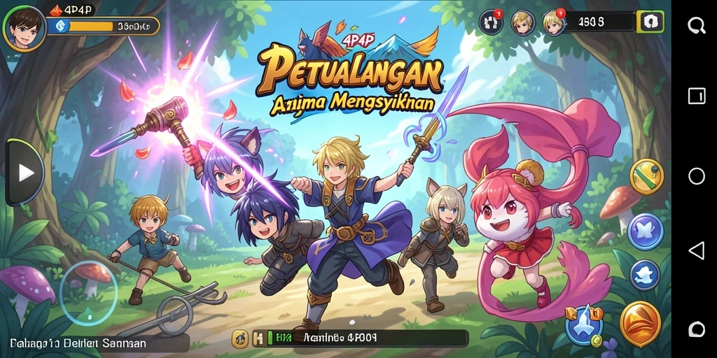 Tampilan laga seru dalam game Anime 4P4P.