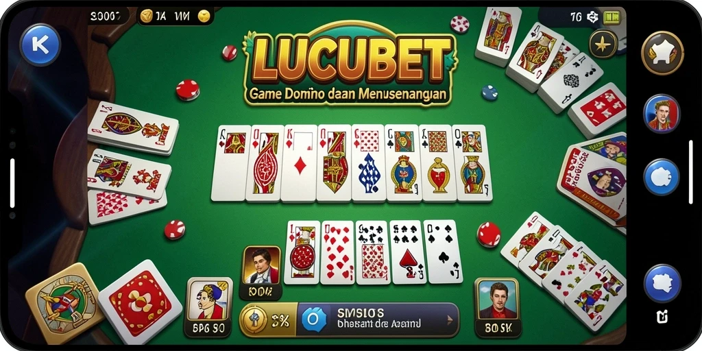 Tampilan gameplay LUCUBET dengan tampilan kartu Domino yang menarik.