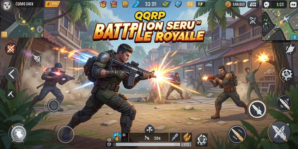 Screenshot QQRP menampilkan aksi seru dalam Battle Royale.