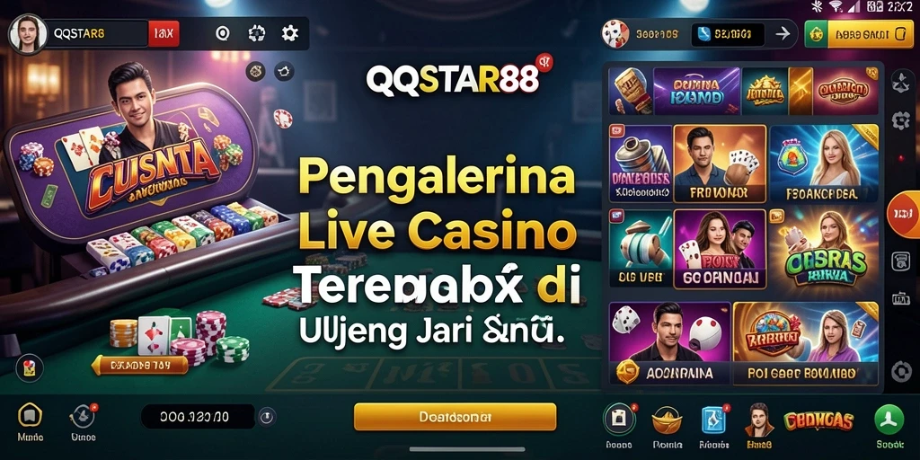 Screenshot permainan Live Casino QQSTAR88 menunjukkan dealer dan permainan yang menarik.